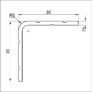 Hoeklijn 30 x 30mm R5 - Afbeelding 2