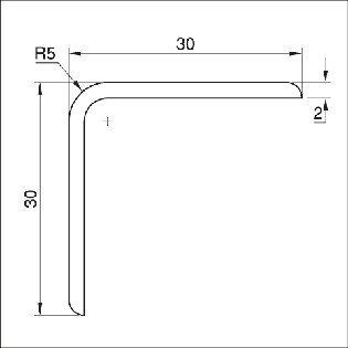 Hoeklijn 30 x 30mm R5 glad - Afbeelding 2
