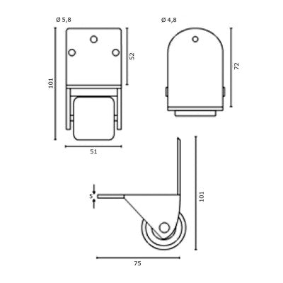 Opbouwwiel 40mm - Afbeelding 2