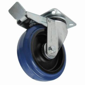 Zwenkwiel 125mm met rem blauw