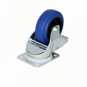 Zwenkwiel Automatisch met rem 100mm blauw