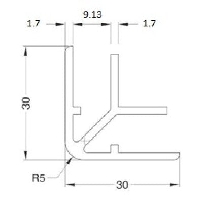 Insteekhoeklijn 9.1mm glad R5 - Afbeelding 2